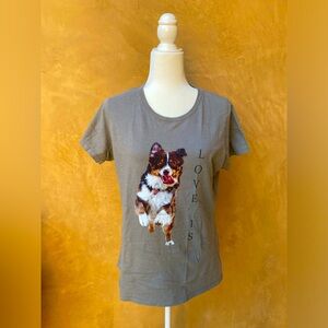 Gray Australian Shepherd Graphic Tee - Size L